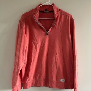 Eddie Bauer Men's Size Medium Coral 1/4 Zip Sweater Cozy